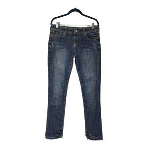 Vigold Women's Skinny Blue Jeans Low Rise Faded Whiskered Slub Denim Size 7 Y2K